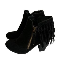 Breackelles Black Fringe Ankle Boots Size 9